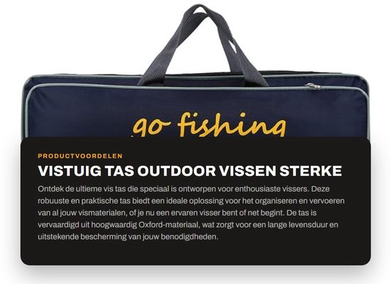 Opvouwbare hengel-, visgerei- en gereedschapstas met verstelbare schouderriem, zwart modern model, 50 cm. van Merkloos — afbeelding 5