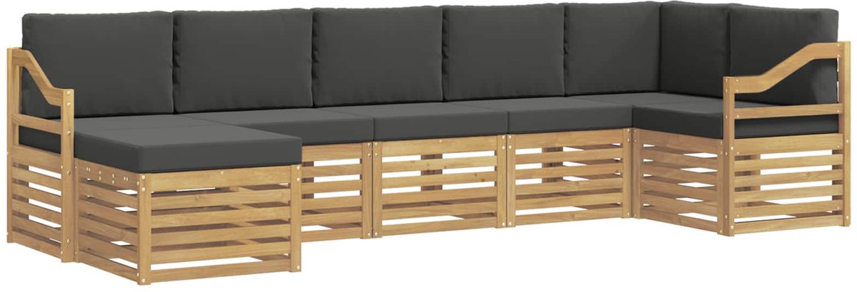 vidaXL Buiten - bank - set - 7 - st - 6-zits - Wit - en - antracietkleurig Wit en antracietkleurig
