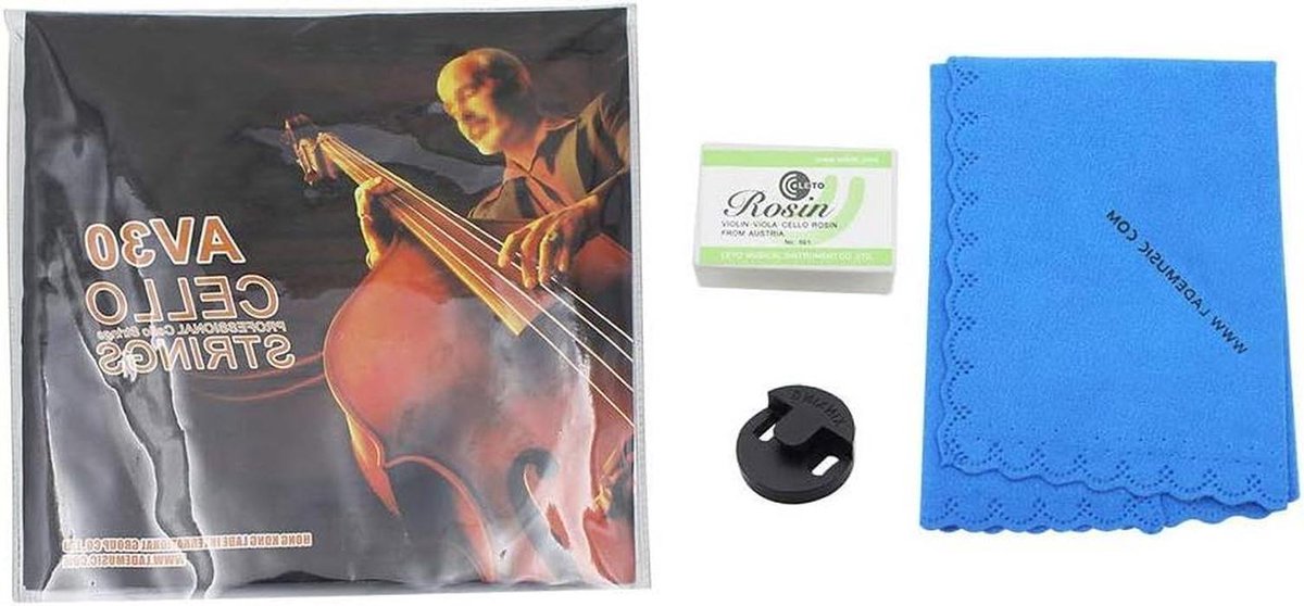 Cello Accessoire Set - Cello Onderhoud Set - Muziek Maken - Inclusief Stofdoek en Hars - 4 Stuks - Niet gespecificeerd