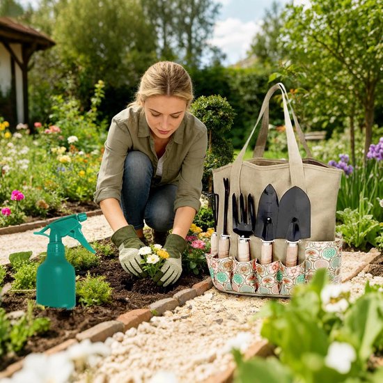 Tuingereedschapsset - Tuinaccessoires Planten - Comfortabel Tuinieren - Ergonomische Houten Handgrepen - 32.5 x 20 x 8 cm - Niet gespecificeerd — afbeelding 4