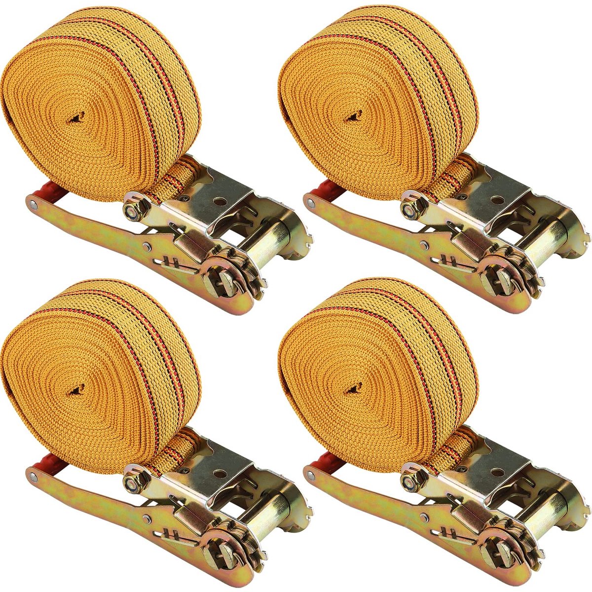 Dailygoods- Spanbanden met Ratel 2000 kg - 8 m x 50 mm - Sjorbanden - Ratelriem - Neonoranje - Duurzaam en sterk