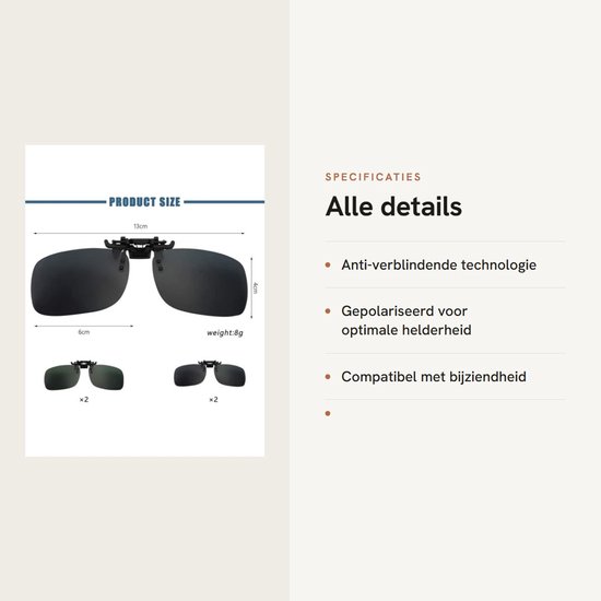 Dailygoods- Clip-on Zonnebril Gepolariseerd - Anti-verblinding - Uniseks - Voor Bijziendheid - UV-bescherming - Duurzaam Vouwmechanisme van Dailygoods — afbeelding 2