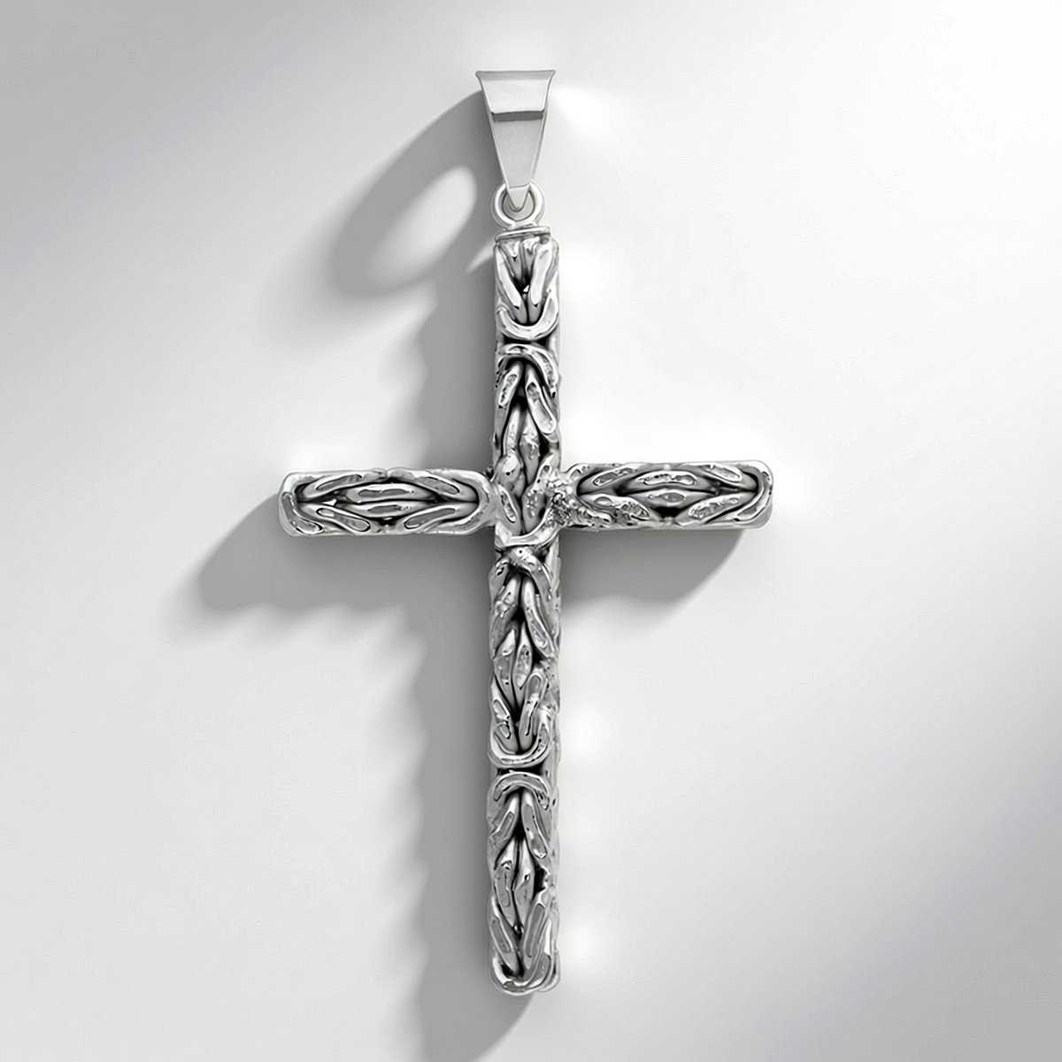 Cavill - Zilveren Hanger 925 Sterling Zilver Gerhodineerd - Modern Gestructureerd Kruis - 53x28 mm - Tijdloze Zilveren Sieraden - 2,6 g