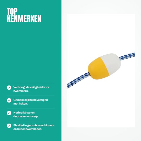 Allecto - Float Lane Line - Magnetisch Zwembadlijnverdelertouw - Veiligheid - 5m 7cm - PVC Vlotter - Voor Binnenzwembad - Geschikt voor Zwemactivit... van Merkloos — afbeelding 2