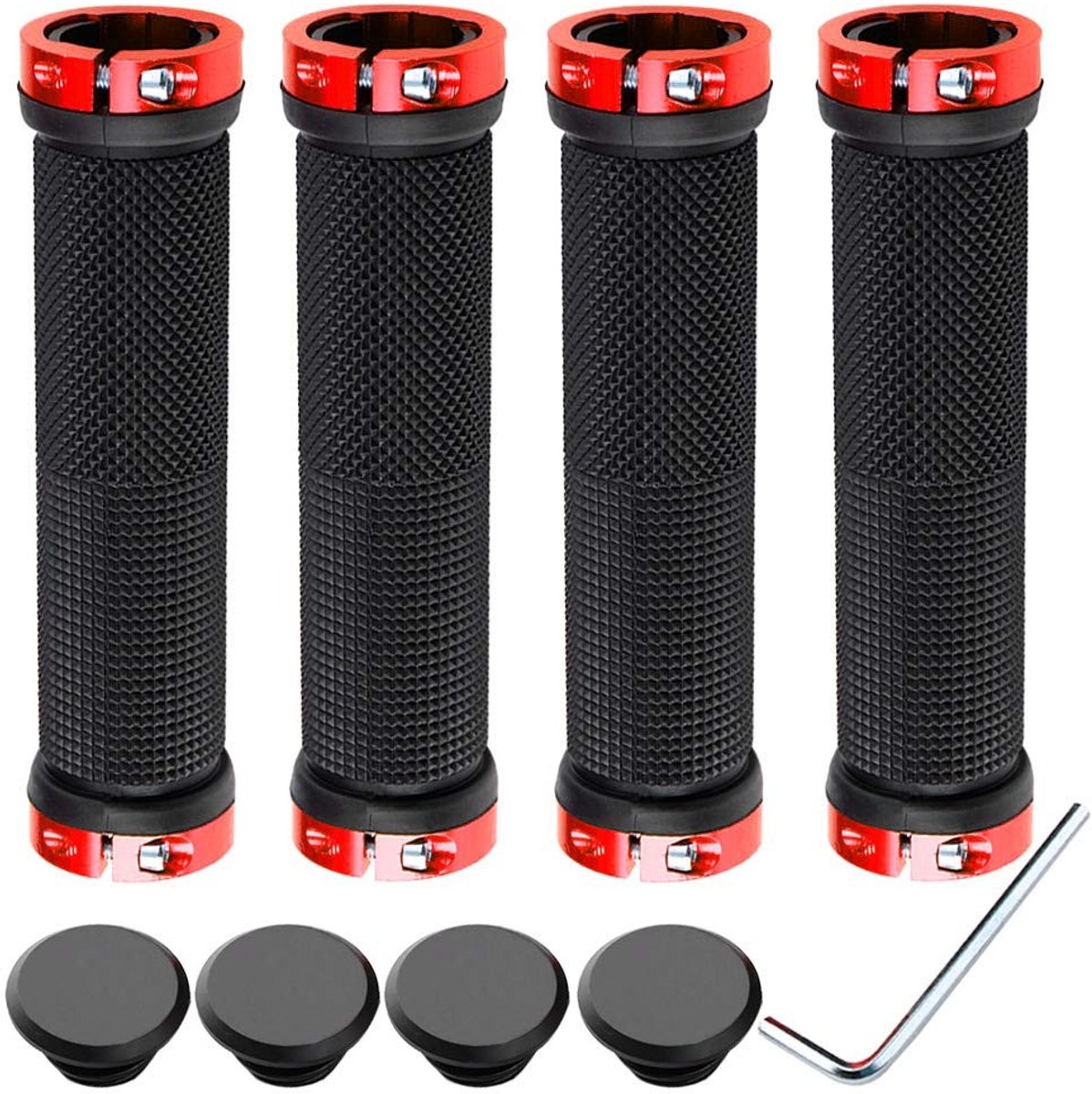 Dailygoods- Fietshandgreep Antislip - Fietshandvatten - Aluminium Vergrendeling - Mountainbike Handvatten - Rubber - 4 Stuks - Fietshandvat