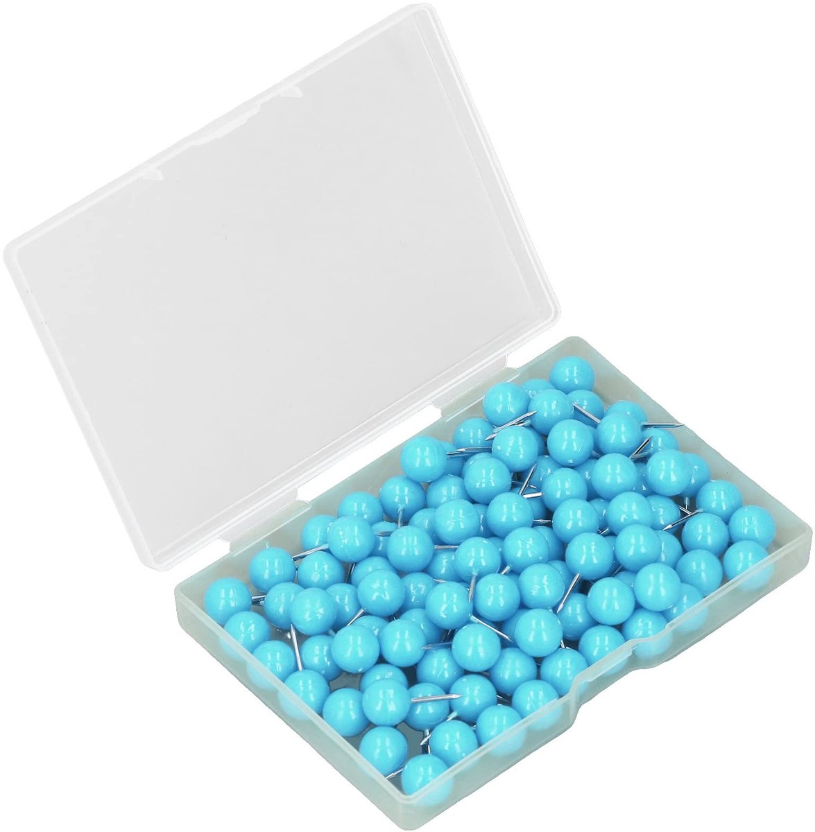 Dailygoods- Push Pins 100 Stuks - Decoratieve Markering Pins - Staal/Plastic - Voor Kurk/Prikborden - Transparante Opbergkoffer - 9.5x20mm - Priknagels
