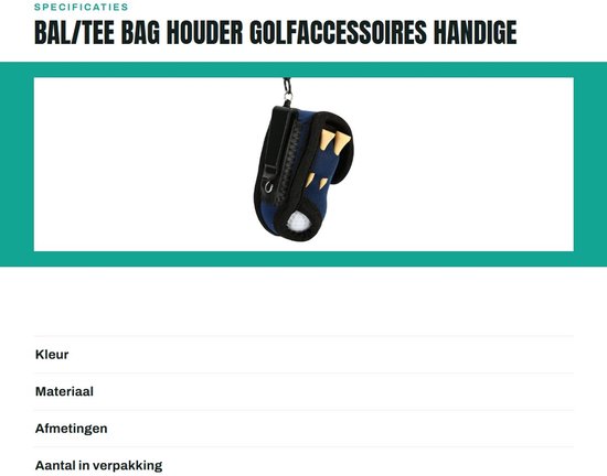 Dailygoods- Tee Bag Houder Hoogwaardig Materiaal - Utility Pouch - Golf Accessoires - Inclusief 4 Tees - Slijtvast - Comfortabel en Makkelijk Mee Te nemen - Golfbaltas van Dailygoods — afbeelding 4