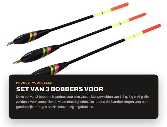 Dailygoods- Visdobbers Grof - Drijft Bobbers 3 Stuks - Gewogen van Dailygoods — afbeelding 5