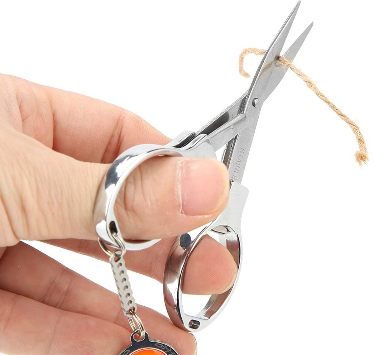 Dailygoods- Vouwschaar Roestvrij Staal - Sleutelhanger - Opvouwbaar - Duurzaam - Reisgereedschap - Praktisch Ontwerp