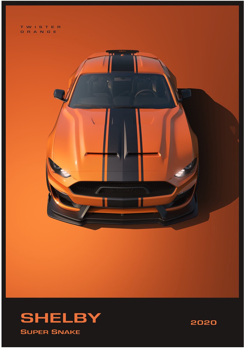 Shelby Super Snake - Dibond Wandprint - 35x50 cm - Premium Aluminium Wanddecoratie - Ford Mustang Kunstdruk - Galerij Kwaliteit - Shelby Super Snake
