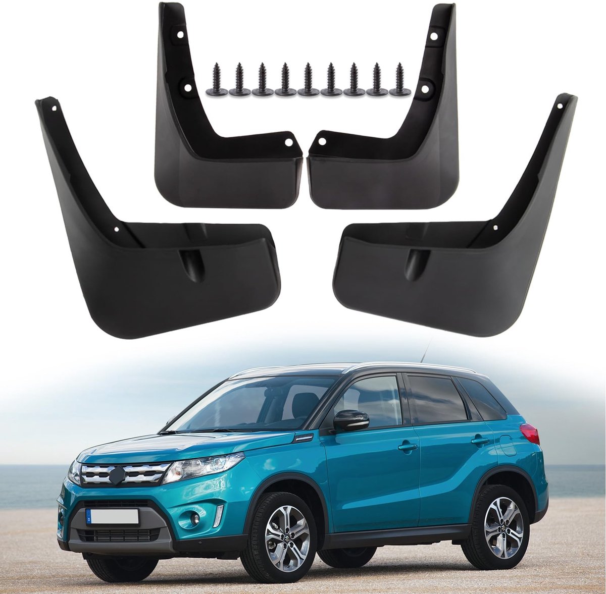 Dailygoods- Spatlappen Auto - Geschikt voor Suzuki Vitara 2016-2023 - Slijtvast ABS - Hittebestendig - Koudebestendig - Duurzaam en milieuvriendelijk - Modderschermen