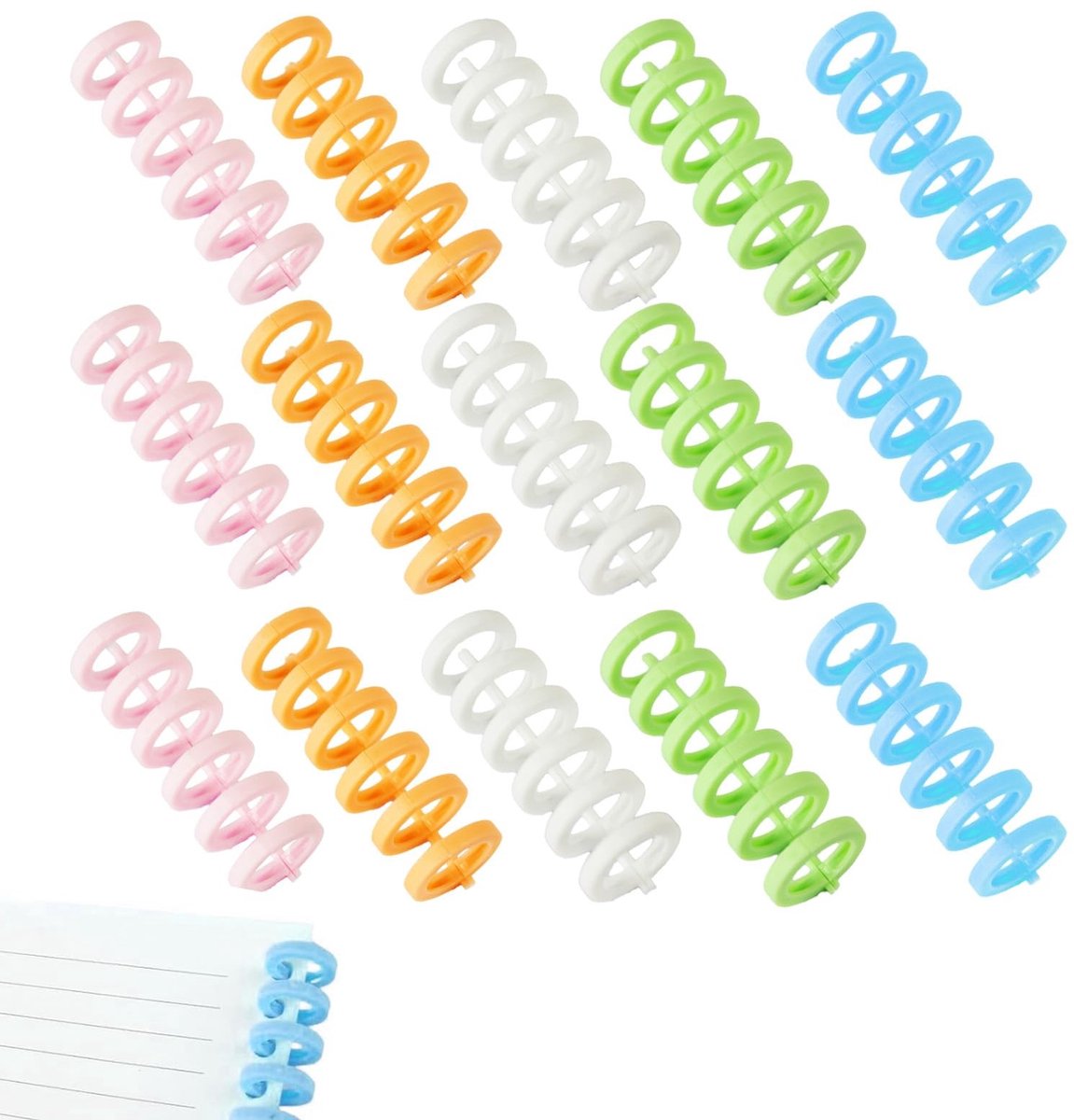 Dailygoods- Binderkammen 15 Stuks - Kunststof Kam - Bladbevestigingsringen - Spiraalkammen - Bindring voor Papier - Geschikt voor A4/A5/A6/A7/B5 - Bindringen