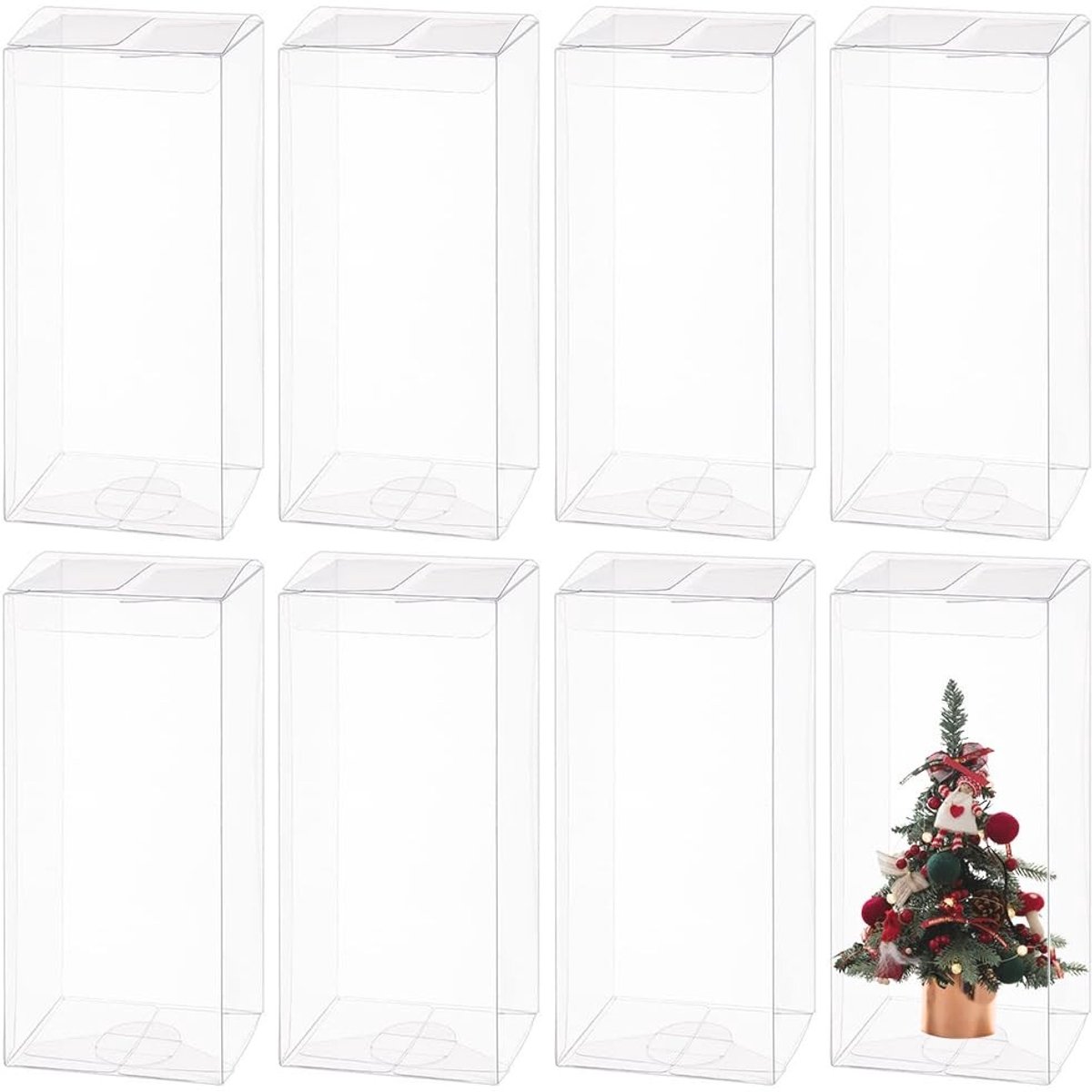 Dailygoods- Geschenkdoosjes 20 stuks - Doorzichtige PVC doosjes - Rechthoekig - Voor bedankcadeautjes - Afmetingen 7 x 7 x 16 cm - Creatieve verpakking - Cadeauverpakking