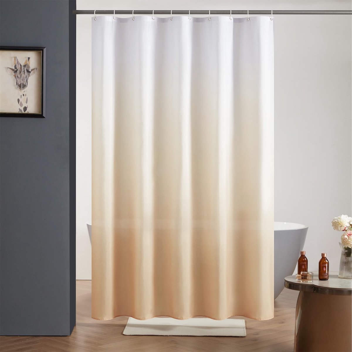 Dailygoods- Douchegordijn waterdicht - Schimmelbestendig Polyester - Wasbaar - 150x200 cm - Inclusief 10 Haken - Kleurverloop - Badkamergordijn