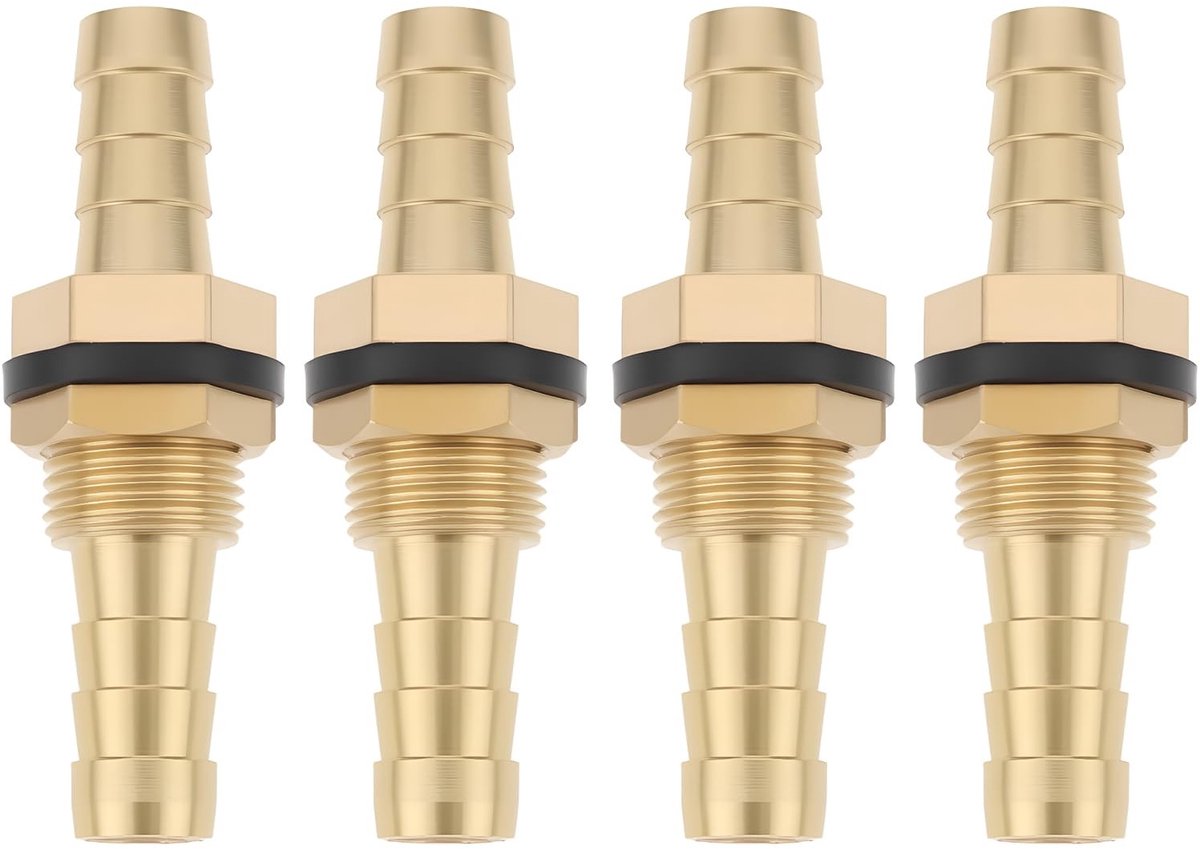Dailygoods- Schotfitting 8mm - 4 Stuks - Messing - Siliconen Ringen - Duurzaam - Corrosiebestendig - Eenvoudige Installatie - Brandstoffitting