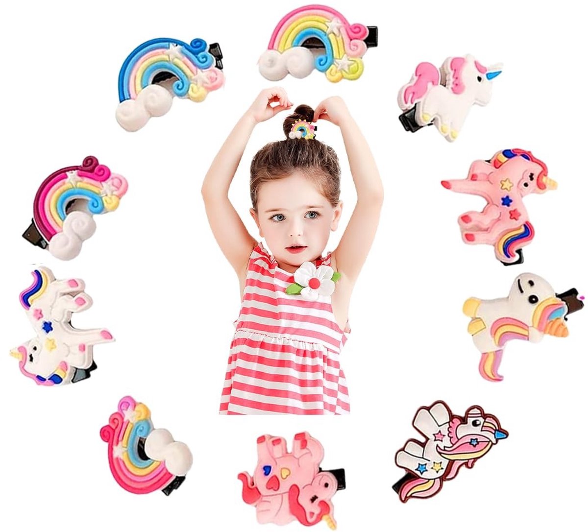 Dailygoods- Haarspelden 10 Stuks - Eenhoorn/Haarspeld - Schattige Clips - Voor Meisjes/Dames - Lichtgewicht/Duurzaam - Veilig voor Gevoelig Haar - Haarklemmen