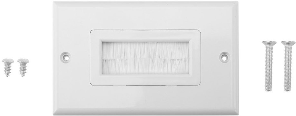 Dailygoods- Wandplaat met Borstels - Kabeldoorvoer - Antistof - Muurinstallatie - Gipsplaat - Eenvoudige Installatie - Inclusief Schroeven