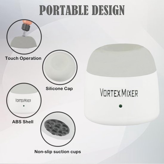 Mini Vortex Mixer - Kleurschudder - Vloeistoffen Mengen - Touch Functie - Compact Formaat - Grijs van MINI — afbeelding 5