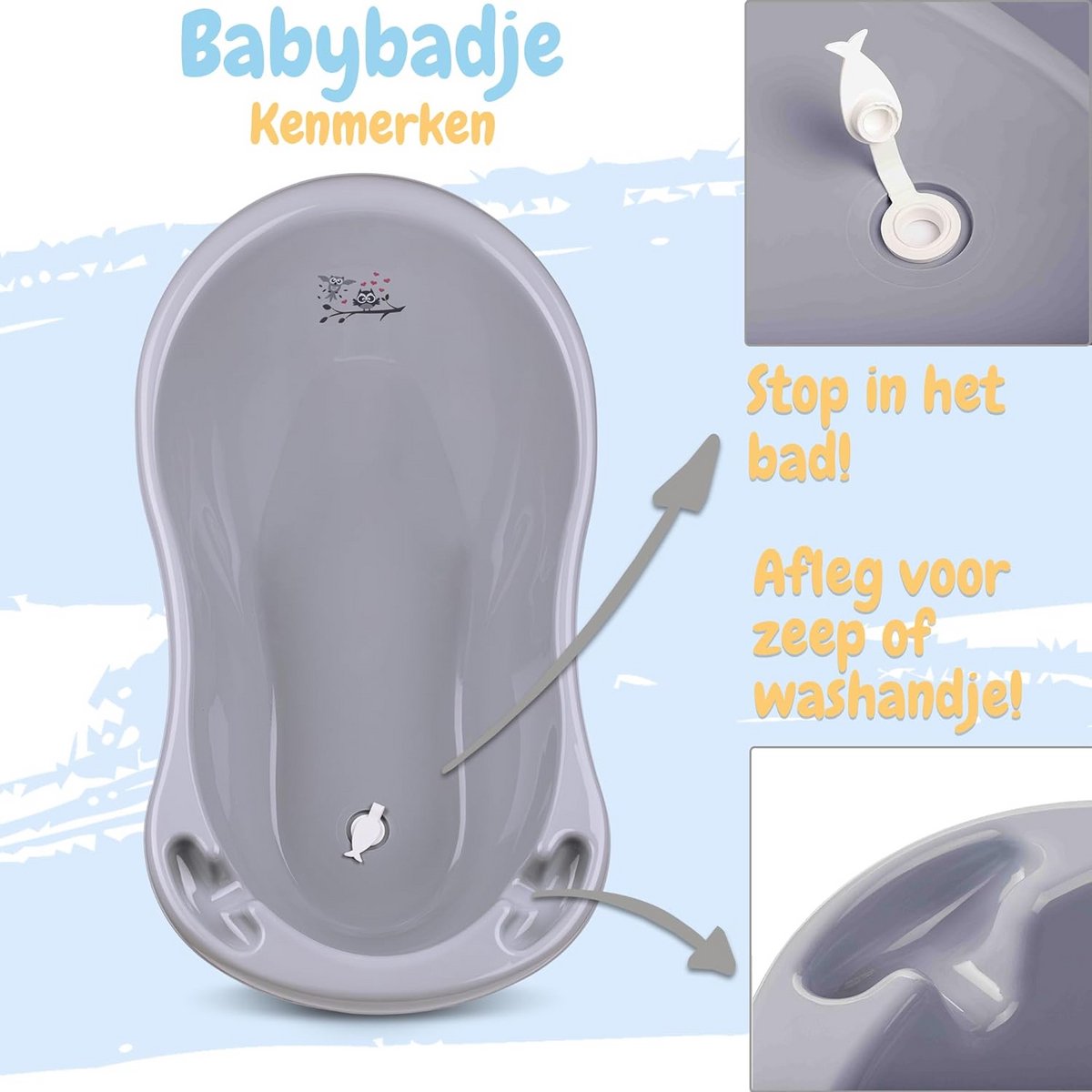 Babybadkuip TÜV-certificeerd, met frame, afvoer en staander Babyverzorgingsset voor pasgeborenen thumbnail 3