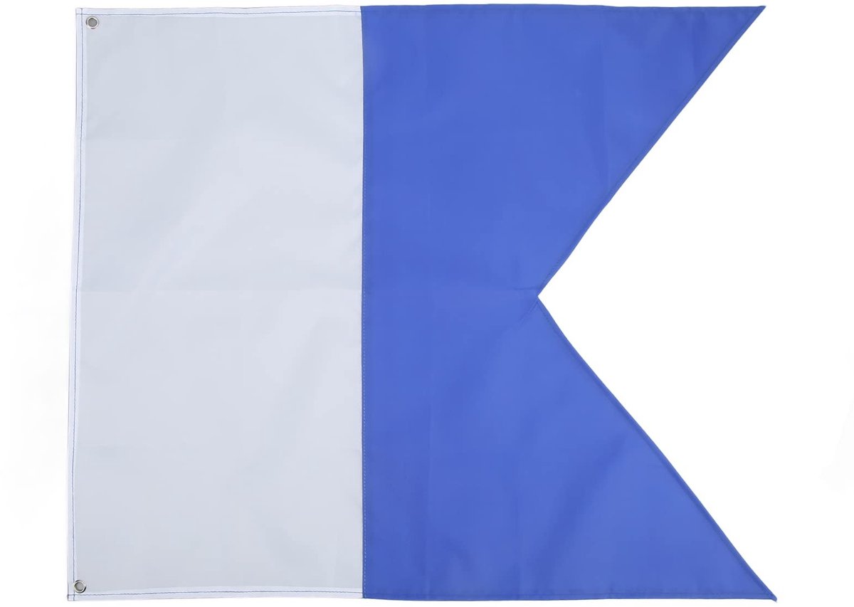 Dailygoods- Duikvlag Blauw/Wit - Polyester Vlag - 27,6x23,6 Inch - Universele Bootvlag - Duikmarkering - Eenvoudig te Monteren - Duikvlaggen