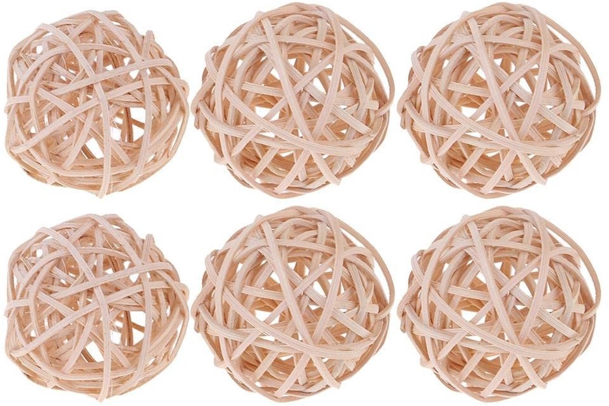 Dailygoods- Vine Ball 6 stuks - Natuurlijke Rotan Decoratie Ballen - 7 cm - Handgemaakt - Waterdicht - Geschikt voor Huwelijksdecoratie - Decoratieballen