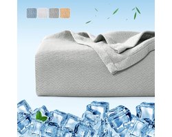 Luxear bamboevezel koeldeken, 200 x 220cm knus deken zelfkoelend zomerdeken koelvezels gemaakt van 100% natuurlijke bamboe sprei Zachte woondeken bankdeken babydeken - Grijs