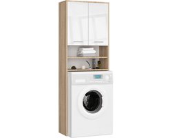 AKORD Washing machine, 64 x 180 x 30 cm, 30 kg, washing machine cabinet with shelf, 2 doors, 2 storage compartments