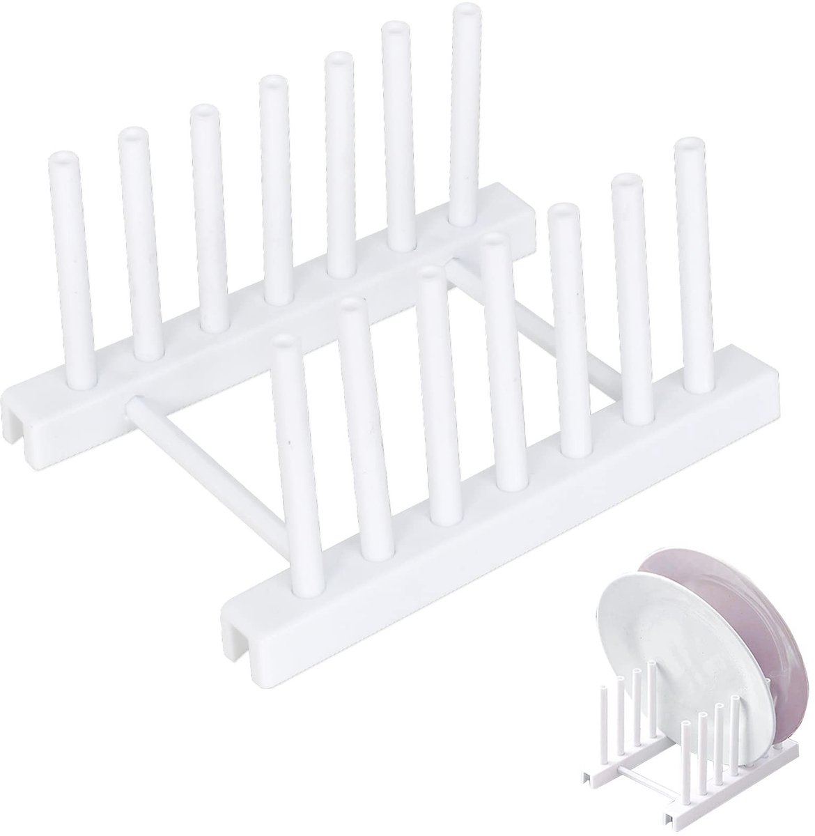 Dailygoods- Afdruiprek Wit - Plastic - Herbruikbaar - Mini Plaatrekhouder - 6 Sleuven - Stevig en Afneembaar - Afwasrek
