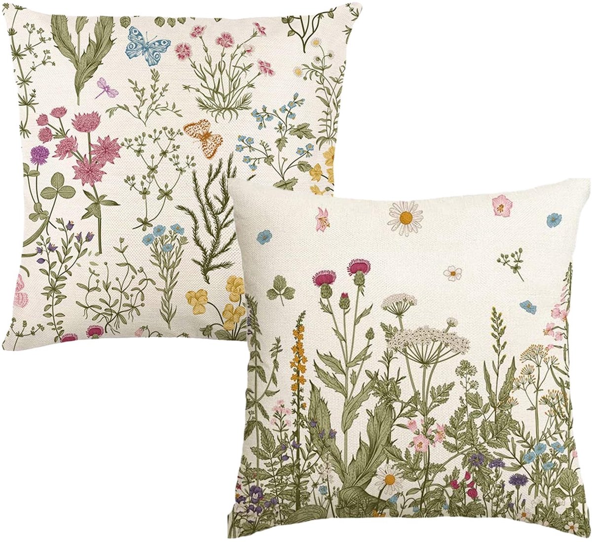Dailygoods- Kussenslopen Dubbelzijdig - Set van 2 - Bloemenpatroon - Kussenhoezen 45 x 45 cm - Zacht Materiaal - Voor Binnen/Buiten Decoratie