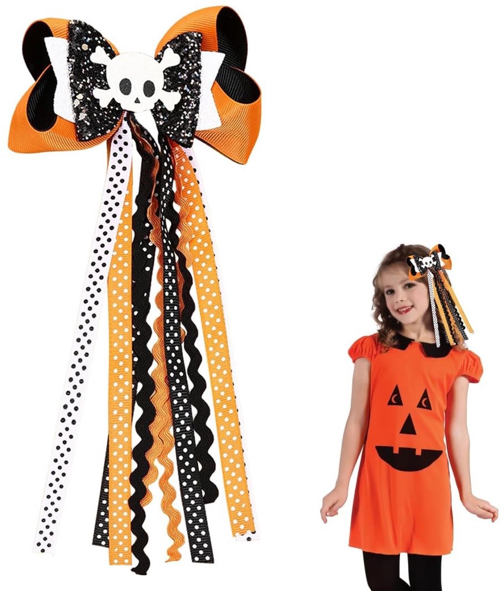Dailygoods- Haarspelden Halloween - Strikvorm - Haaraccessoires Meisje - Feestelijke Kapsels - Duurzaam Materiaal - Elegante Charme