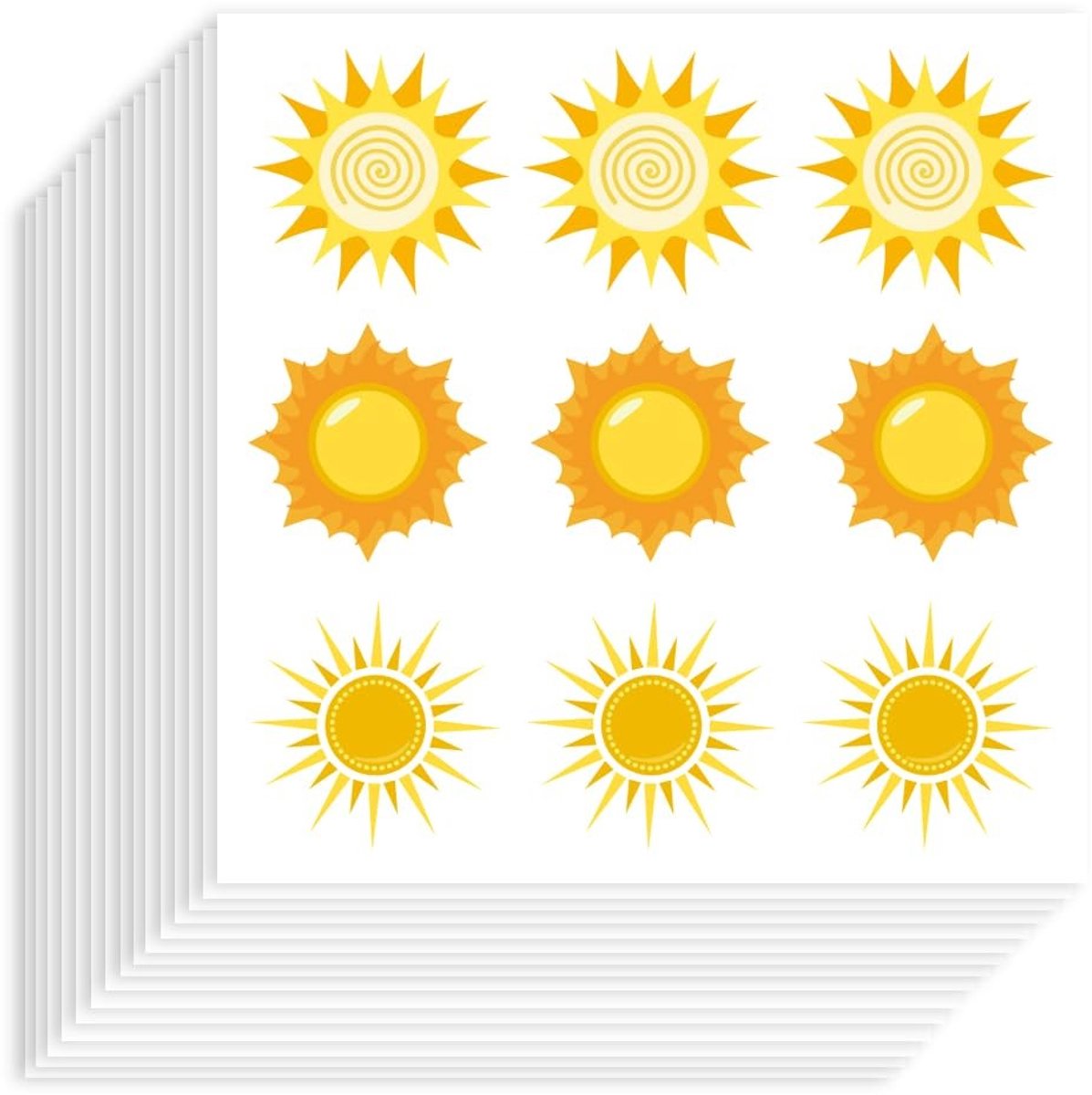 Dailygoods- Zonnestickers 180 Stuks - Zelfklevende Decoratieve Stickers - Waterdichte Zonneschijnplanner - Plakboek/Kalender - Knutselen/Feest - Gemengde Kleur/Afmetingen 90 mm - Decoratiestickers