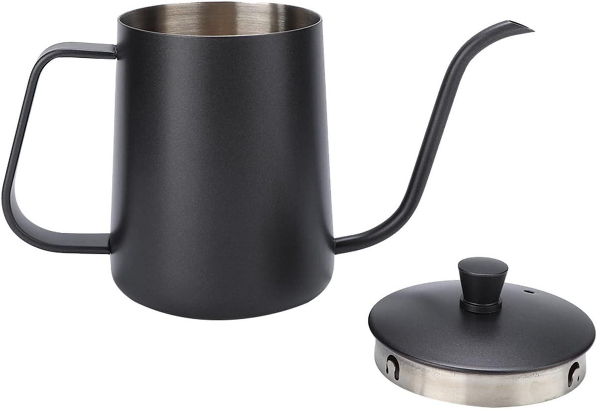 Druppelpot Zwanenhals - Koffiezetapparaat Barista - Precisie Koffie Zetten - Ergonomische Handgreep - 350 ml - Zwart