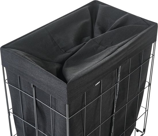 Inklapbare wasmand - Wasemmer opvouwbaar - Kleding sorteren - Metalen frame - 100 liter - Zwart — afbeelding 4