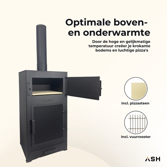 ASH Forno Pizza Oven voor Buiten - Tuinhaard & BBQ in één - Inclusief Pizzasteen - Dubbelwandig Staal - 126 cm — afbeelding 3