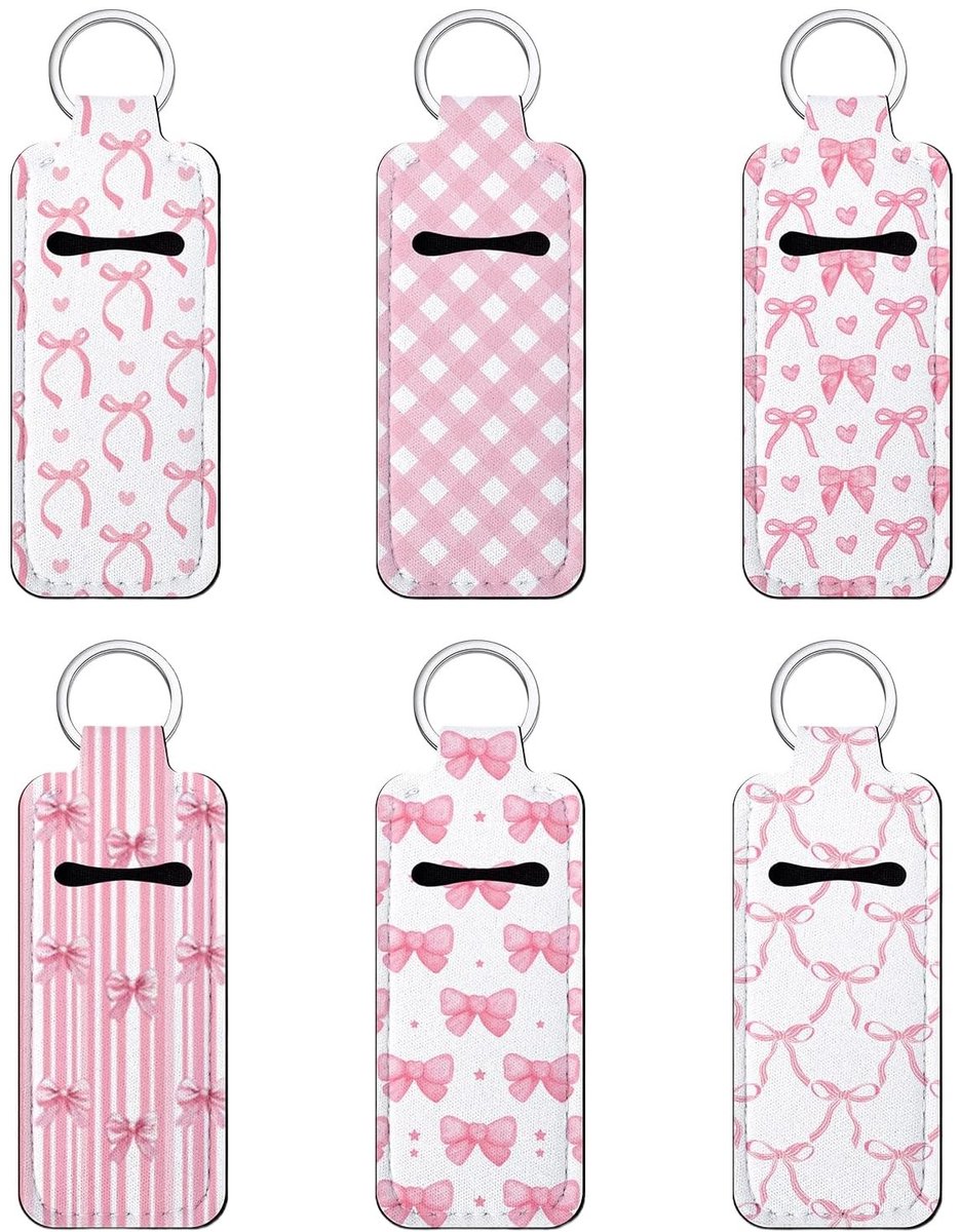 Dailygoods- Chapstick Houder Set van 6 - Lippenstift Organizer - Sleutelhanger met Spiegeltje - Duurzaam Materiaal - Compact en Lichtgewicht - Perfect voor Onderweg - Lippenstifthouder