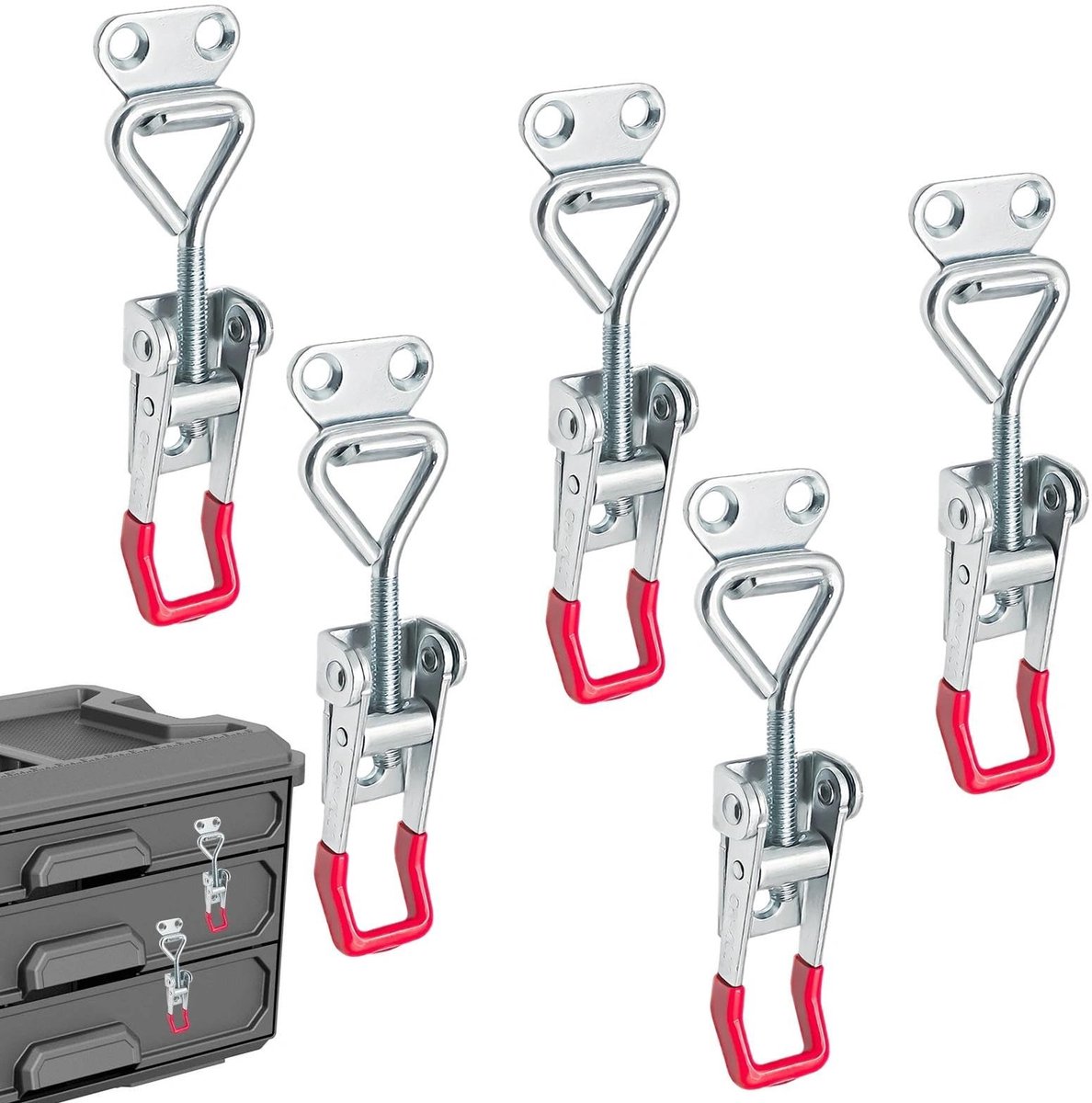 Dailygoods- Hefboomsluitingen 5 stuks - Verstelbare Spansluiting - Kistsluiting - Robuuste Constructie - Verzinkt IJzer - 100 kg Klemkracht - Koffersluiting