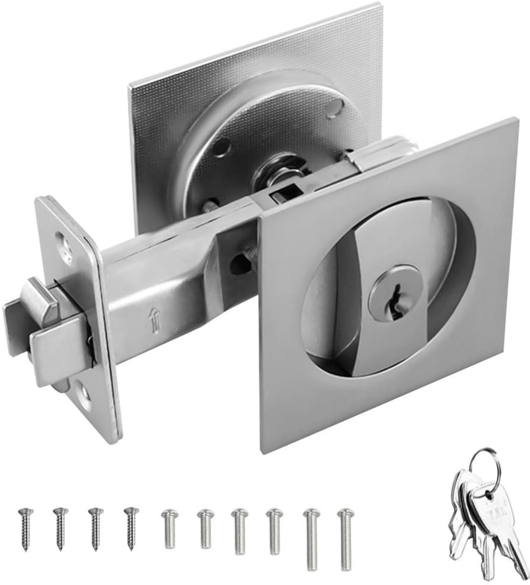 Dailygoods- Schuifdeurslot met kleurindicatoren - Onzichtbaar Deurslot - Vlakke Handgreep - Voor Binnen-/Buitendeuren - Modern Ontwerp - Veiligheidsfunctie