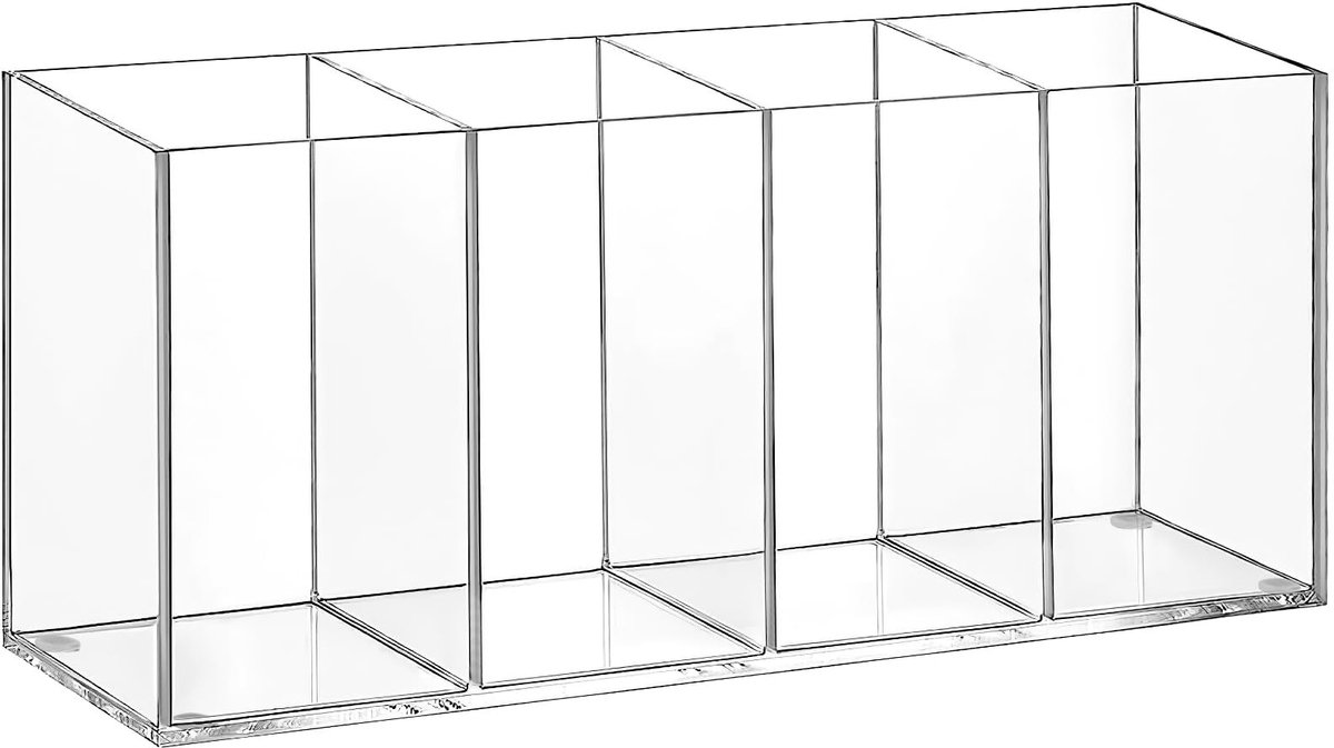 Dailygoods- Pennenhouder Acryl - Bureau Organizer 4 Compartimenten - Desk Organizer - Stationaire Organizer - Transparant - Duurzaam Design - Bureauorganizer