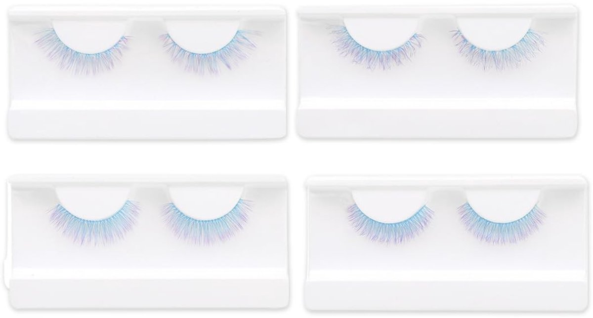 Dailygoods- Wimpers 4 Paar Kleurrijk - Kunstwimpers - Valse Wimpers - Make-up Accessoire - Feestelijke Ooglook - Ideaal voor Carnaval/Halloween