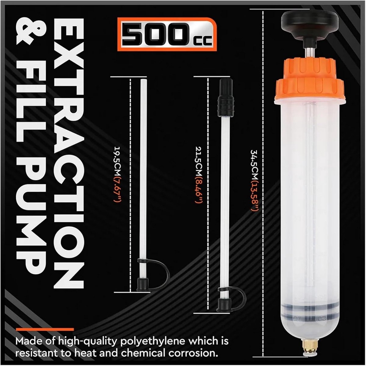 Olie-extractor, 500 cc, oliepomp, handmatige oliepomp, olie-aanzuig-olie-overdrachtwisselpomp (10)