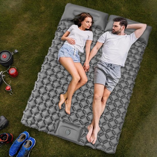 Opblaasbaar campingmatras - Slaapmat duo - Buiten slapen - Automatisch opblaassysteem - 190x120 cm - Enkele Attribuut — afbeelding 2