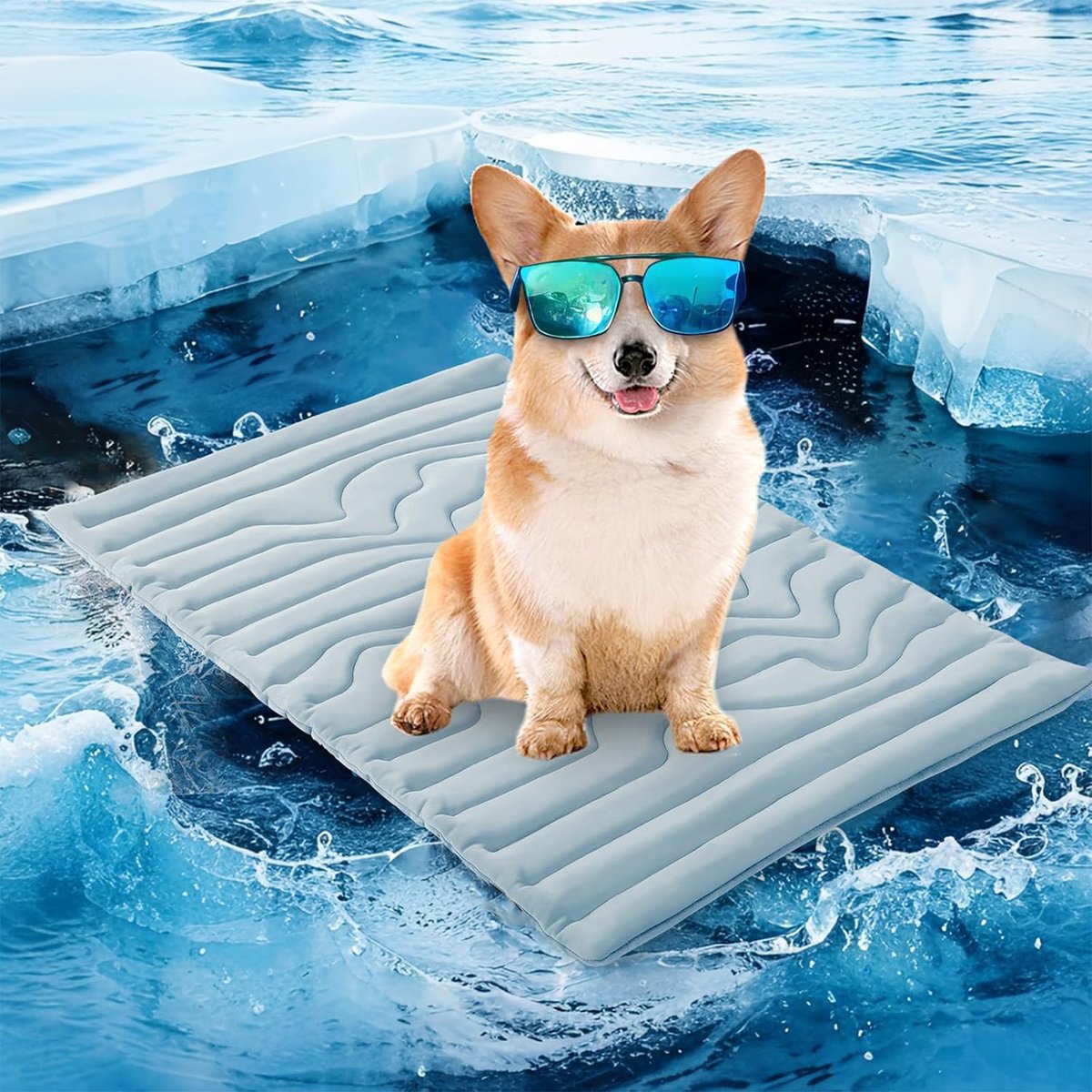 Hondenkoelmat - Draagbaar - 122x71cm - Zomerbed voor honden - Antislip - Wasbaar - Blauw - L