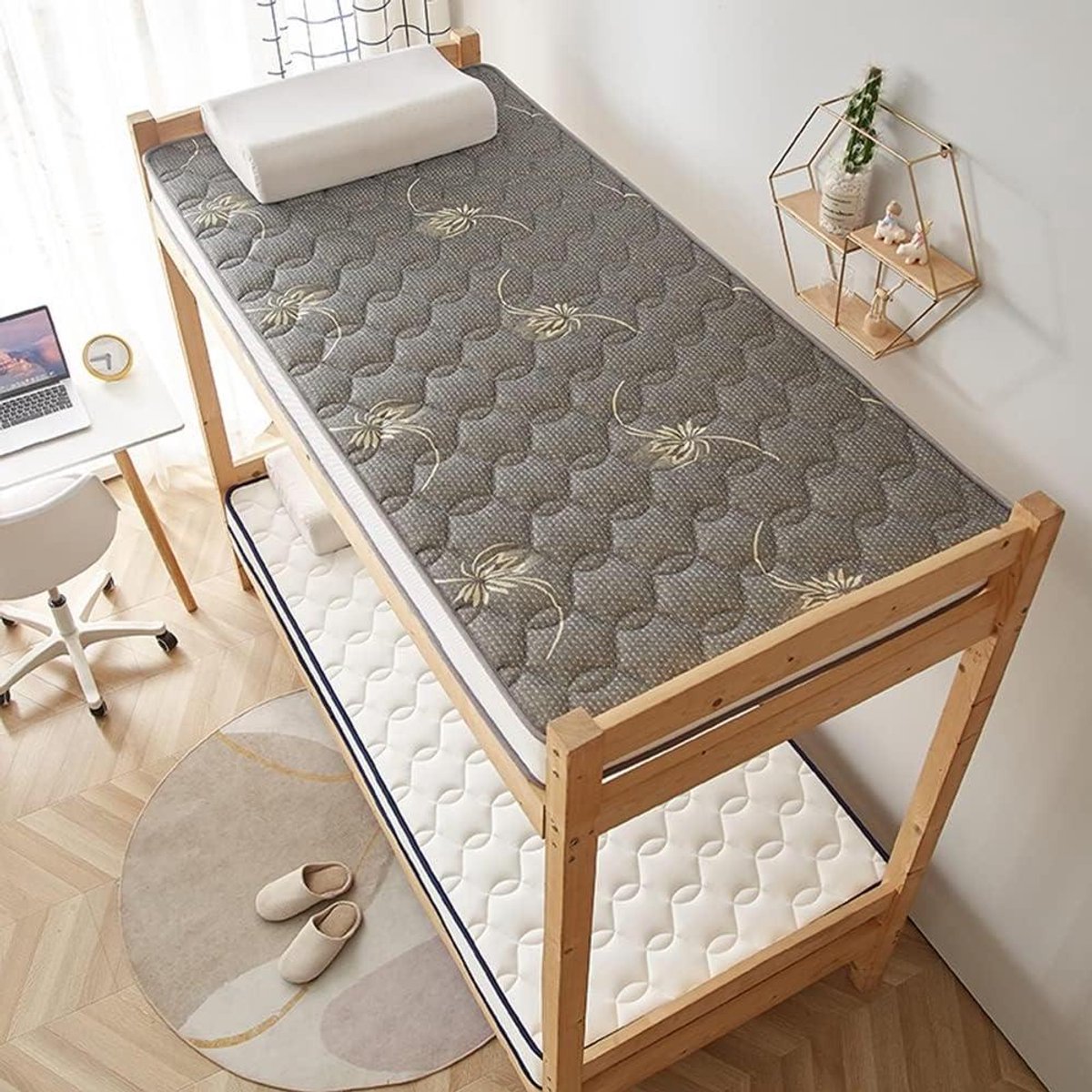 Japanse Matras - Vloerbed Matras - Comfortabel Slapen - Huidvriendelijke Stof - 100x200cm - Grijs