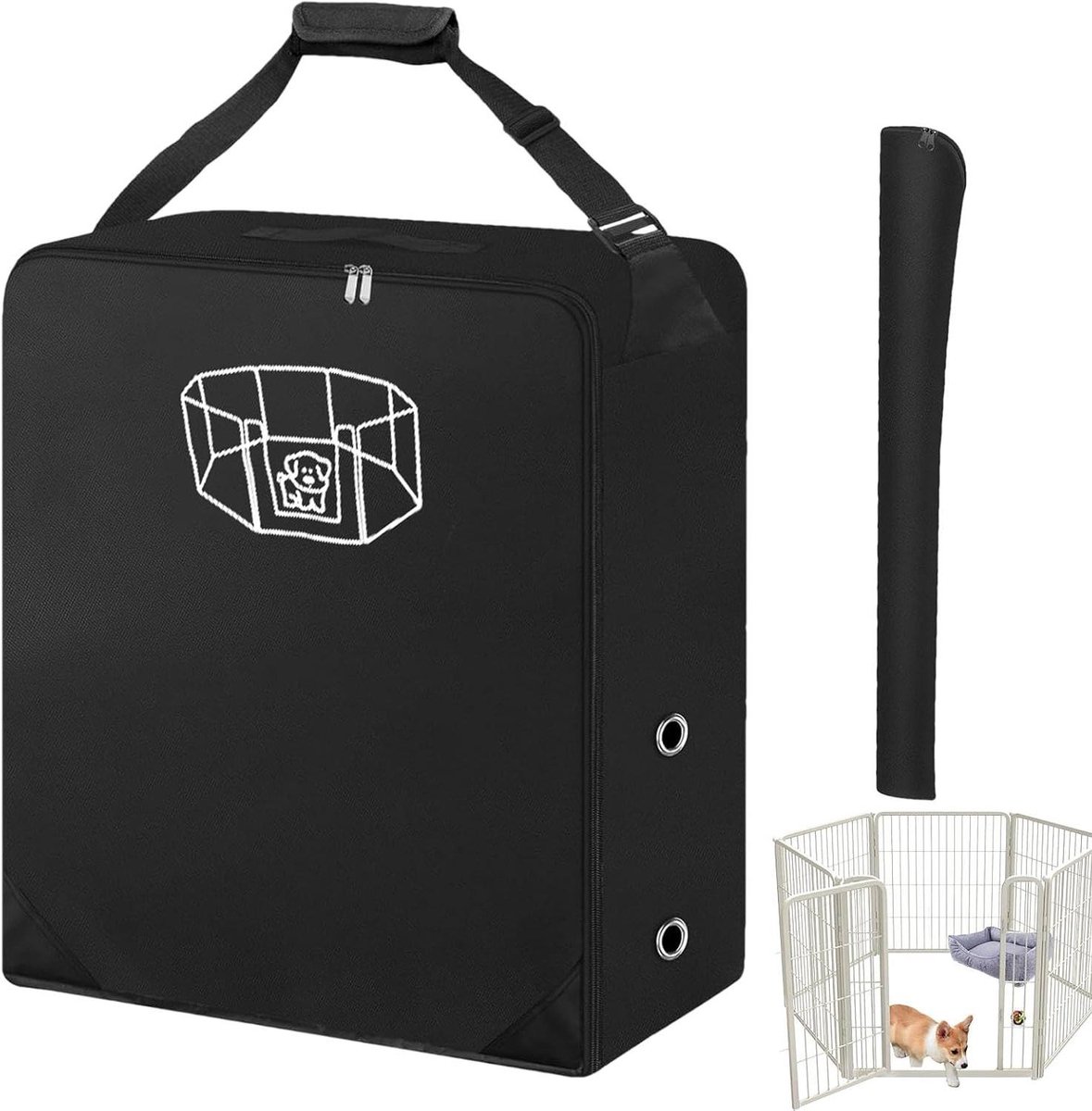 Hondenhek Opbergtas - Dierenbox Organizer - Reizen en Outdoor - Verstevigde Structuur - 34 cm Breed - Zwart
