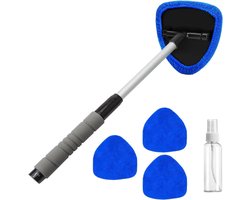Voorruit Reiniger - Interieur Borstel - Auto Ramen Wassen - Uitschuifbaar Handvat - 49 cm Lengte - Grijs