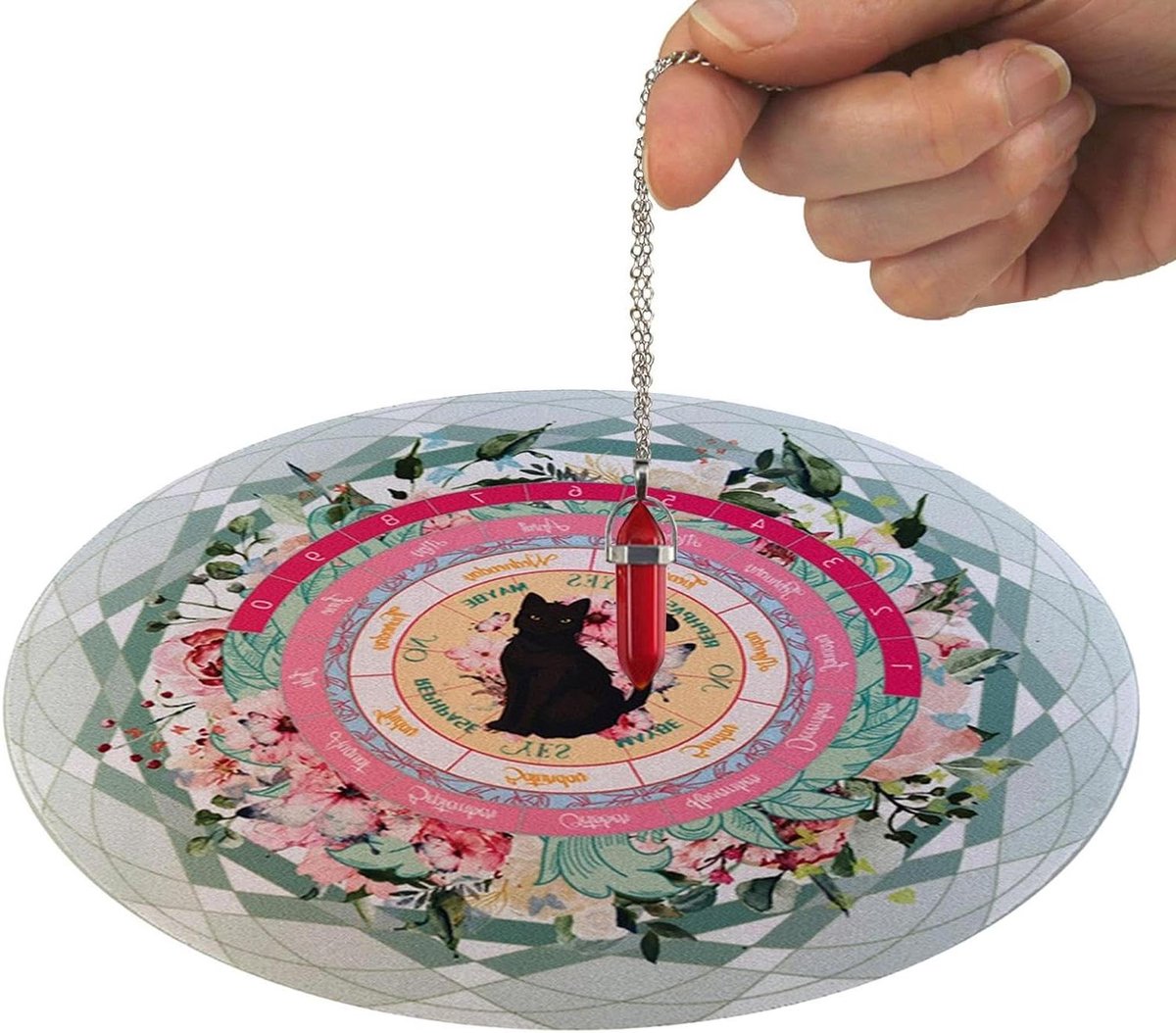 Pendelbord Mat - Spiritueel Hulpmiddel - Beslissingen Nemen - Zwart Kat Ontwerp - 21.6 cm 