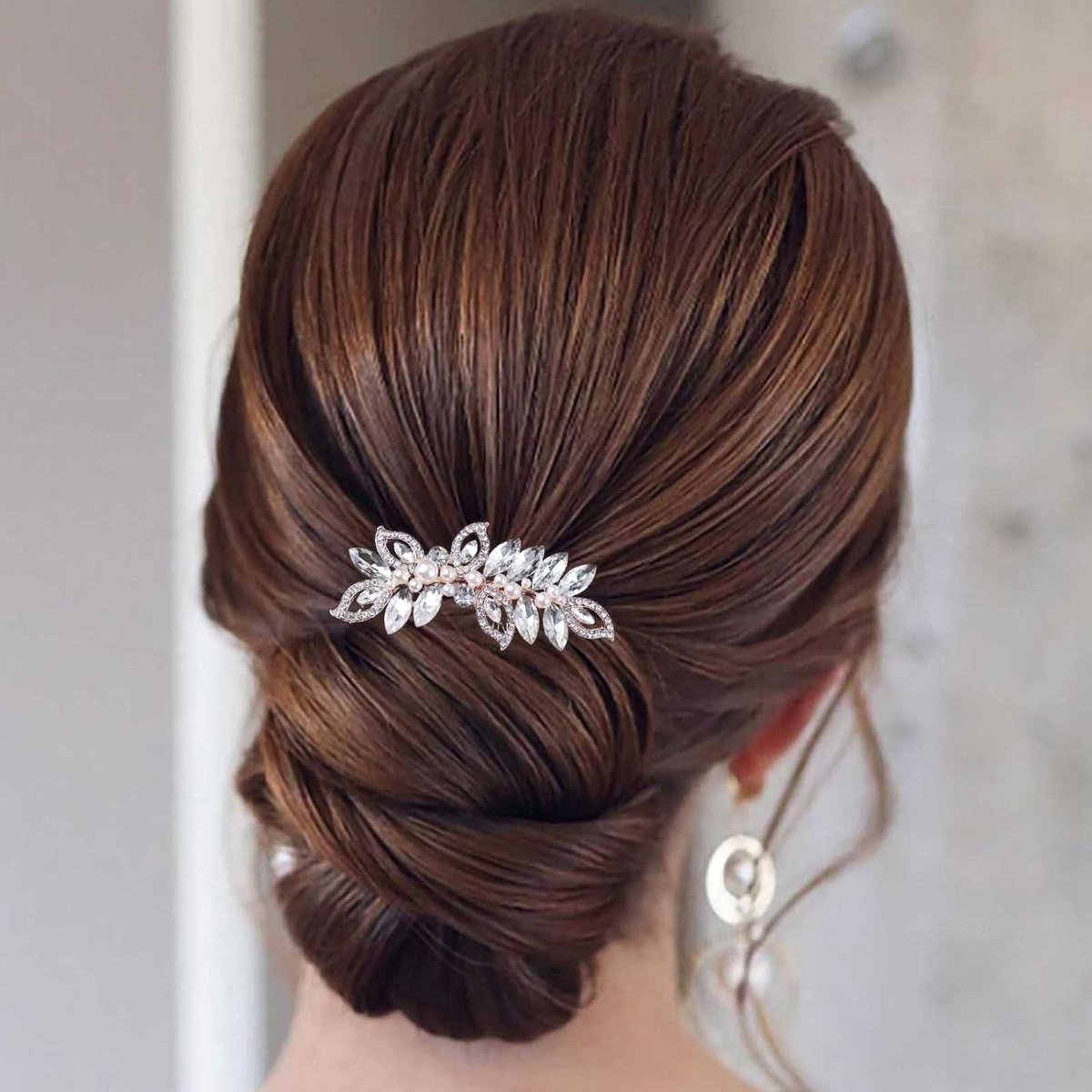 Bruid Haar Kam - Bruiloft Accessoire - Bruidsstyling - Kristal en Parel - 11 x 49 cm - Goud