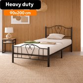 AirSleeperz® heavy duty metalen bedframe Eva Kleur zwart - Afmeting 90x200 cm - Voor 1 persoon - Draagkracht 350 kg