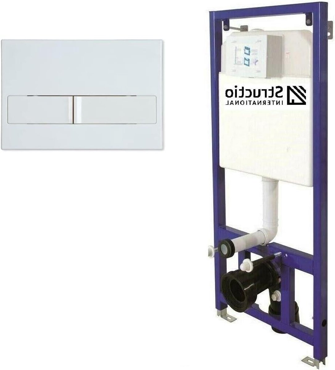 Voorwandelement Inbouwtoilet - Montageelement Bidet - Badkamer Installatie - Verstelbare Potafstand - 118 x 12 x 55 cm - Wit