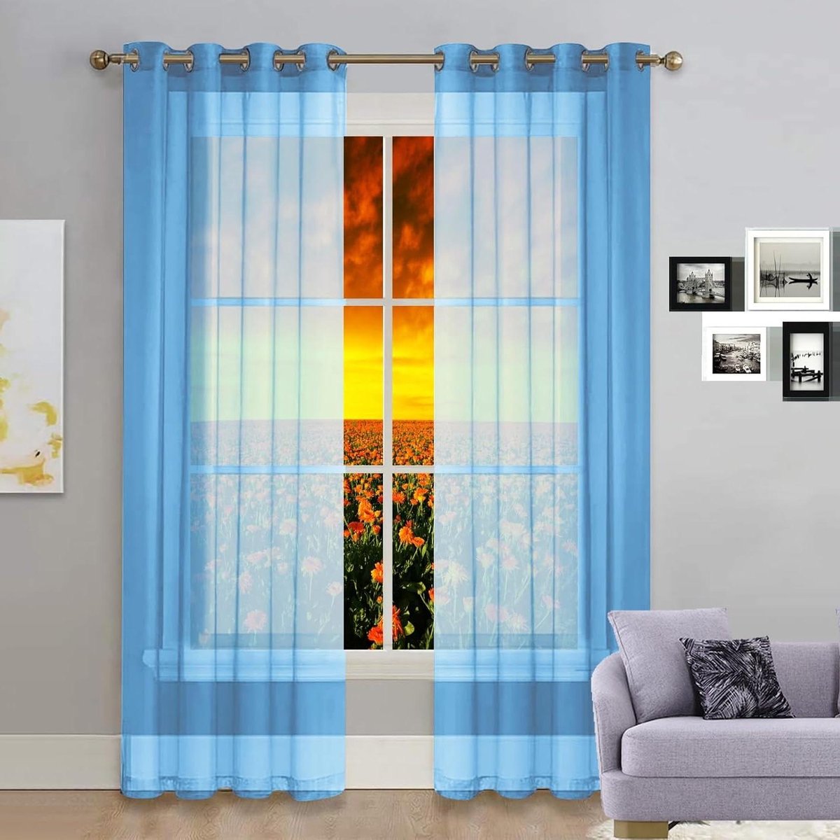 Verduisterende Gordijnen - Raambekleding Plooiband - Slaapkamer Isoleren - Lichtfilterend Design - 180 x 140 cm - Hemelsblauw